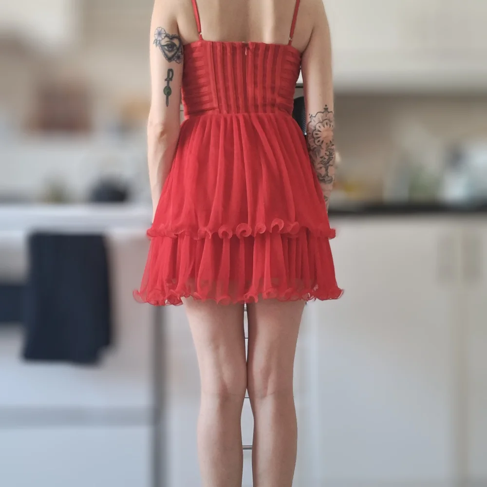 Guess Red Ruched Ruffled Mini Dress - Picture 4 of 4